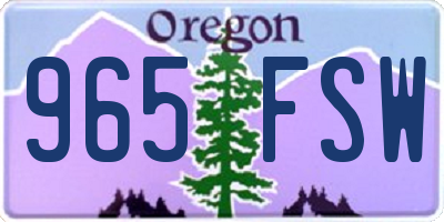 OR license plate 965FSW