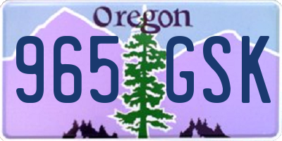 OR license plate 965GSK