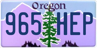 OR license plate 965HEP