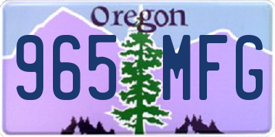 OR license plate 965MFG