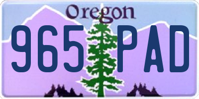 OR license plate 965PAD