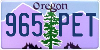 OR license plate 965PET