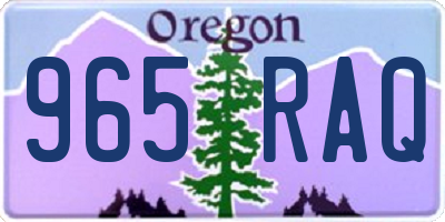 OR license plate 965RAQ