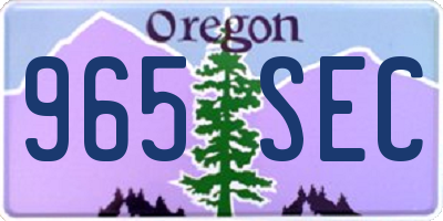 OR license plate 965SEC
