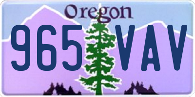 OR license plate 965VAV