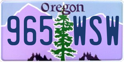 OR license plate 965WSW