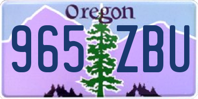 OR license plate 965ZBU