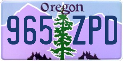 OR license plate 965ZPD