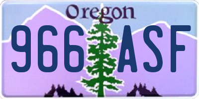 OR license plate 966ASF