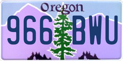 OR license plate 966BWU