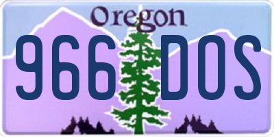 OR license plate 966DOS