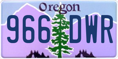 OR license plate 966DWR