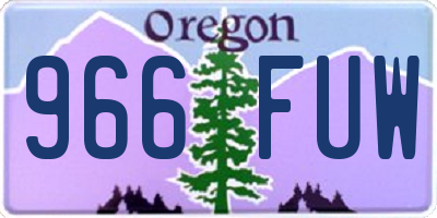 OR license plate 966FUW