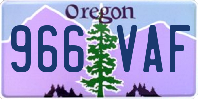 OR license plate 966VAF
