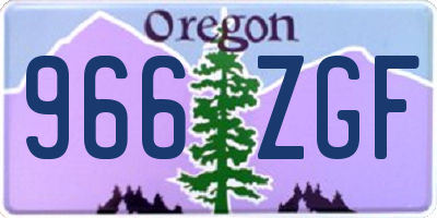 OR license plate 966ZGF