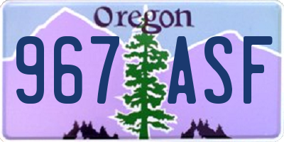 OR license plate 967ASF