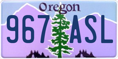 OR license plate 967ASL