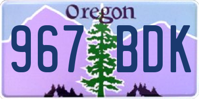 OR license plate 967BDK