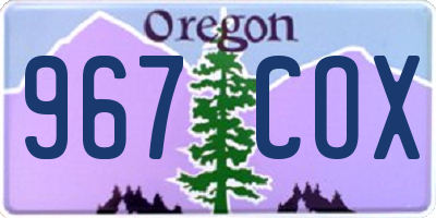 OR license plate 967COX