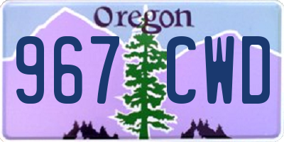 OR license plate 967CWD