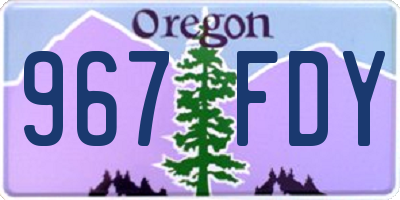 OR license plate 967FDY