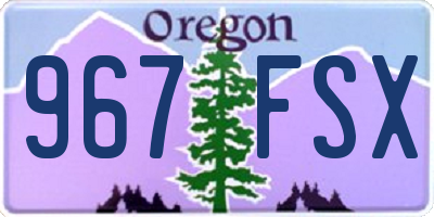 OR license plate 967FSX