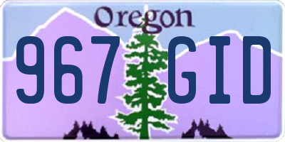OR license plate 967GID
