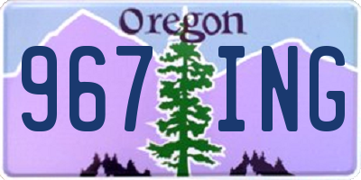 OR license plate 967ING