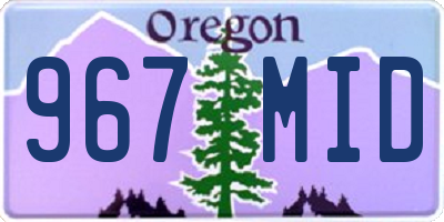 OR license plate 967MID