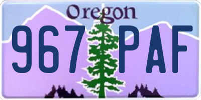 OR license plate 967PAF