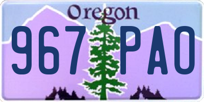 OR license plate 967PAO