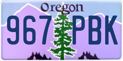 OR license plate 967PBK