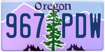 OR license plate 967PDW