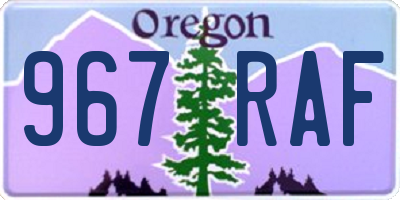 OR license plate 967RAF