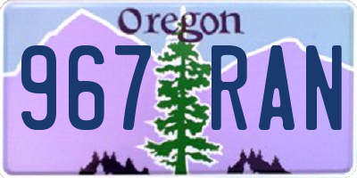 OR license plate 967RAN