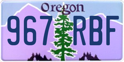 OR license plate 967RBF