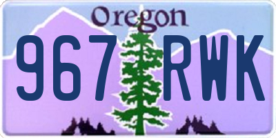 OR license plate 967RWK