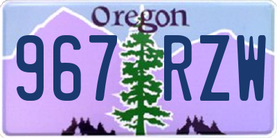 OR license plate 967RZW