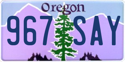 OR license plate 967SAY