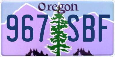 OR license plate 967SBF