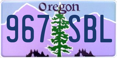 OR license plate 967SBL
