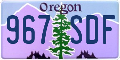 OR license plate 967SDF