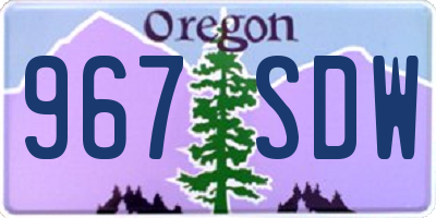 OR license plate 967SDW