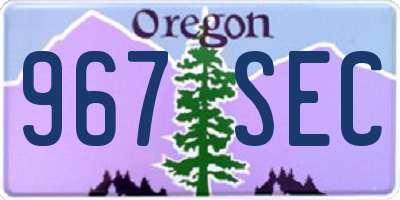 OR license plate 967SEC