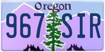 OR license plate 967SIR