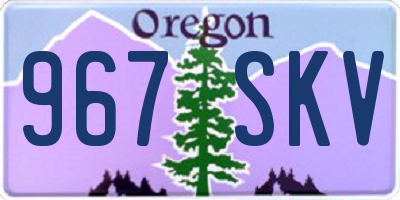 OR license plate 967SKV