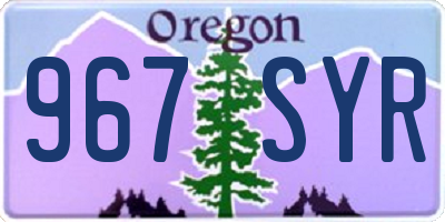 OR license plate 967SYR