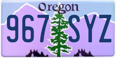 OR license plate 967SYZ
