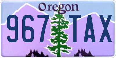 OR license plate 967TAX