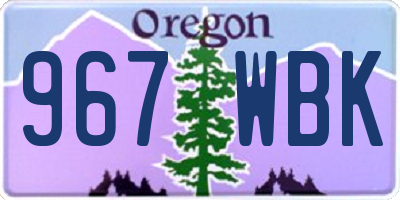 OR license plate 967WBK